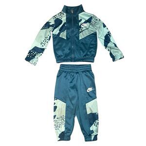 Nike Sportswear Club Camo Jacket and Pants Sweatsuit Track Blue Toddler Boys 2T